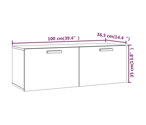 Armario de pared madera ingeniería roble ahumado 100x36,5x35 cm