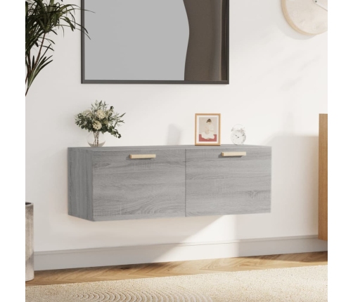 Armario pared madera contrachapada gris Sonoma 100x36,5x35 cm