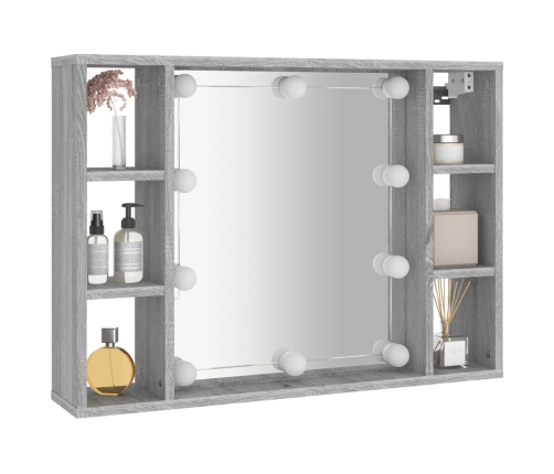 Mueble con espejo y LED color gris Sonoma 76x15x55 cm