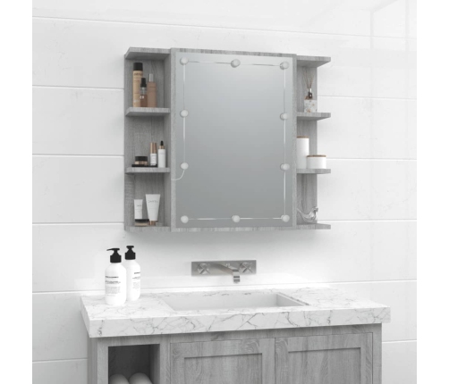 Mueble con espejo y LED color gris Sonoma 70x16,5x60 cm