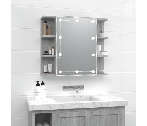 Mueble con espejo y LED color gris Sonoma 70x16,5x60 cm