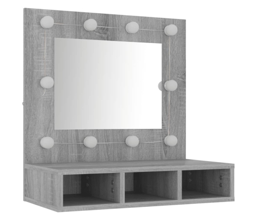 Mueble con espejo y LED color gris Sonoma 60x31,5x62 cm