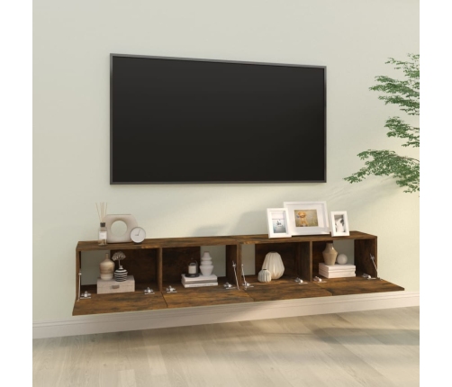 Muebles de pared de TV 2 uds madera roble ahumado 100x30x30 cm