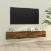 Muebles de pared de TV 2 uds madera roble ahumado 100x30x30 cm