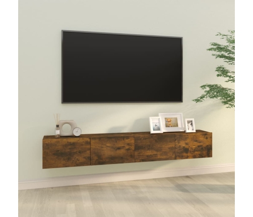 Muebles de pared de TV 2 uds madera roble ahumado 100x30x30 cm