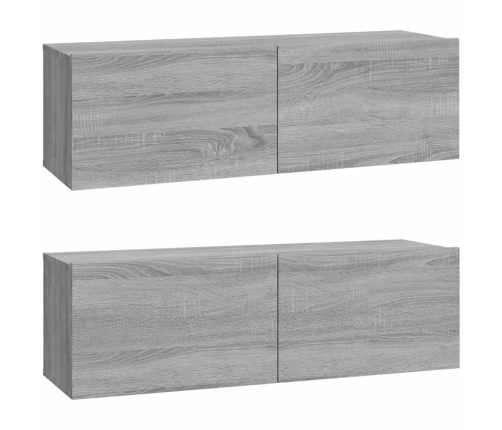 Muebles de pared para TV 2 uds madera gris Sonoma 100x30x30 cm