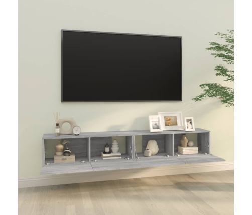 Muebles de pared para TV 2 uds madera gris Sonoma 100x30x30 cm