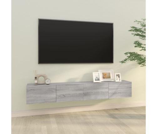 Muebles de pared para TV 2 uds madera gris Sonoma 100x30x30 cm