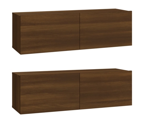 Muebles de pared para TV 2 uds madera roble marrón 100x30x30 cm