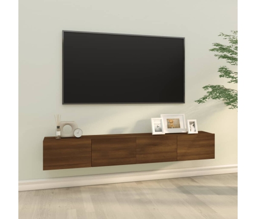 Muebles de pared para TV 2 uds madera roble marrón 100x30x30 cm