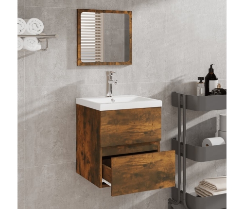 Armario de baño con espejo madera contrachapada roble ahumado