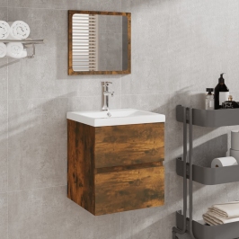 Armario de baño con espejo madera contrachapada roble ahumado
