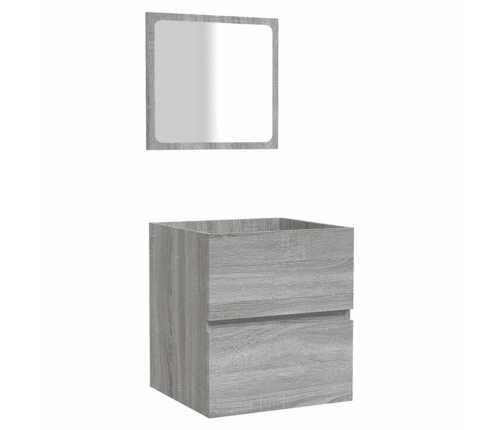 Armario de baño con espejo madera contrachapada gris Sonoma