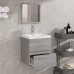Armario de baño con espejo madera contrachapada gris Sonoma