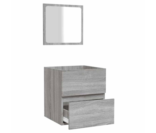 Armario de baño con espejo madera contrachapada gris Sonoma