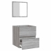 Armario de baño con espejo madera contrachapada gris Sonoma