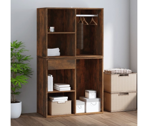 Mueble vestidor madera contrachapada roble ahumado 80x40x65 cm