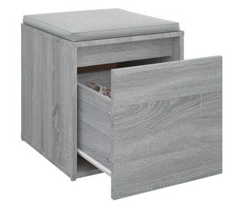 Cajón taburete madera contrachapada gris Sonoma 40,5x40x40 cm