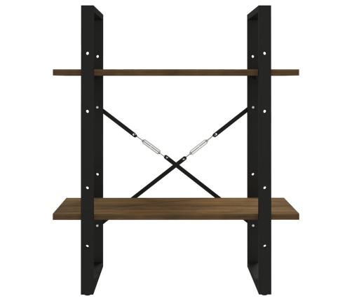 Estantería contrachapada 2 niveles roble marrón 60x30x70 cm