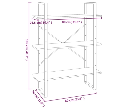 Estantería madera contrachapada gris Sonoma 80x30x105 cm