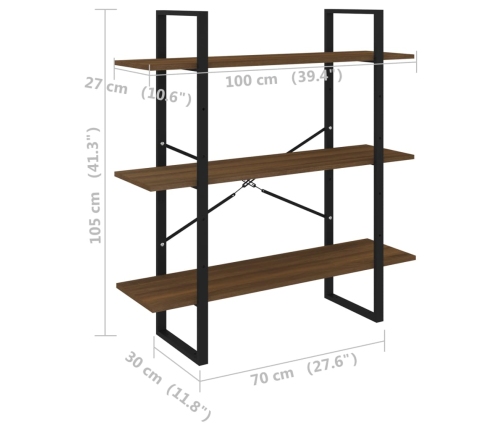 Estantería madera contrachapada roble ahumado 100x30x105 cm