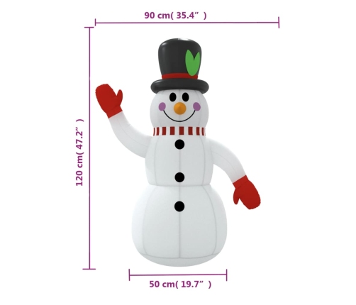 Muñeco de nieve hinchable con LED 120 cm