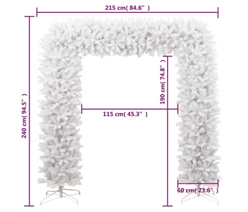 Árbol de Navidad en arco blanco 240 cm