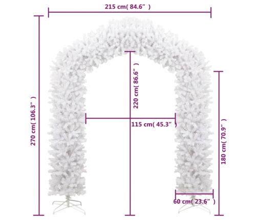 Árbol de Navidad en arco blanco 270 cm