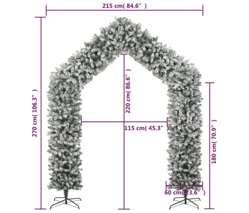 Arco de árbol de Navidad con aspecto nevado 270 cm