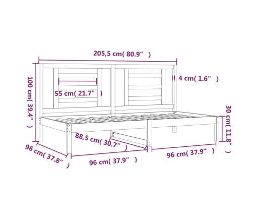 Sofá cama sin colchón madera maciza de pino 90x200 cm