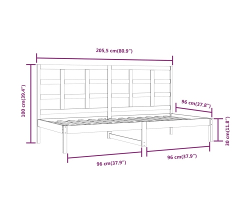 Sofá cama sin colchón madera maciza de pino blanco 90x200 cm