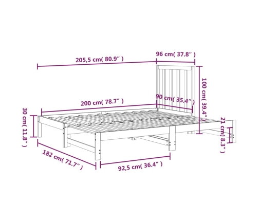 Sofá cama extraíble sin colchón blanco 2x(90x200) cm