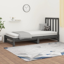 Sofá cama extraíble sin colchón gris 2x(90x200) cm