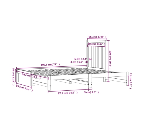 Sofá cama extraíble sin colchón 2x(90x190) cm