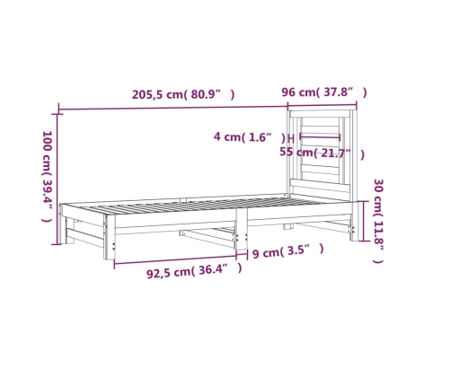 Sofá cama extraíble sin colchón 2x(90x200) cm