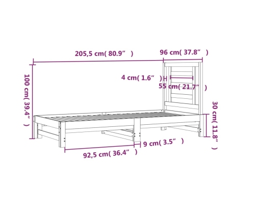 Sofá cama extraíble sin colchón blanco 2x(90x200) cm