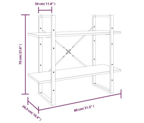 vidaXL Estantería de 5 niveles contrachapada gris Sonoma 80x30x175 cm