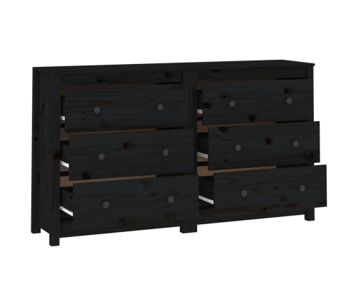 Aparador de madera maciza de pino negro 140x35x80 cm