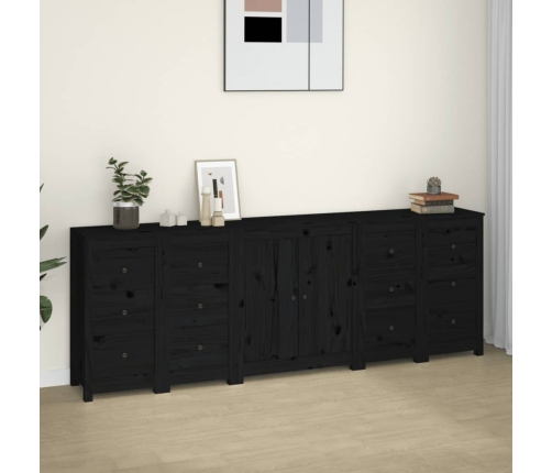 Aparador de madera maciza de pino negro 230 x 35 x 80 cm