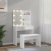 Juego de tocador con LED madera contrachapada blanco