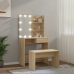 Set de tocador con LED madera contrachapada roble Sonoma