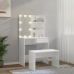 Juego de tocador con LED madera contrachapada blanco brillante