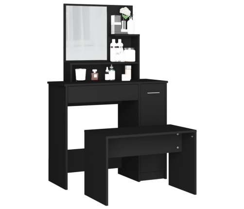 Juego de muebles de tocador negro 86,5x35x136 cm