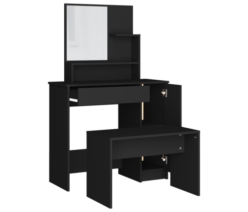 Juego de muebles de tocador negro 86,5x35x136 cm