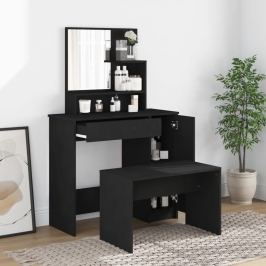 Juego de muebles de tocador negro 86,5x35x136 cm