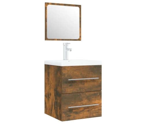 Mueble de baño con lavabo madera contrachapada roble ahumado