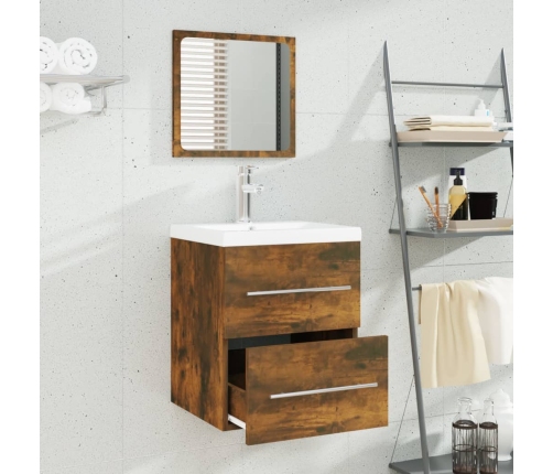 Mueble de baño con lavabo madera contrachapada roble ahumado