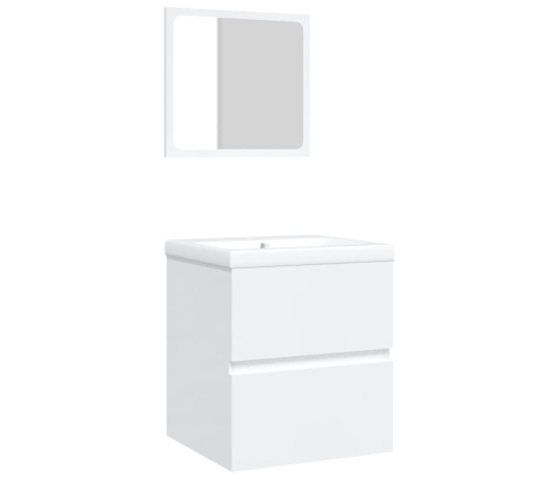 Armario de lavabo con lavamanos y espejo blanco