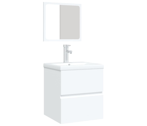 Armario de lavabo con lavamanos y espejo blanco