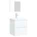 Armario de lavabo con lavamanos y espejo blanco